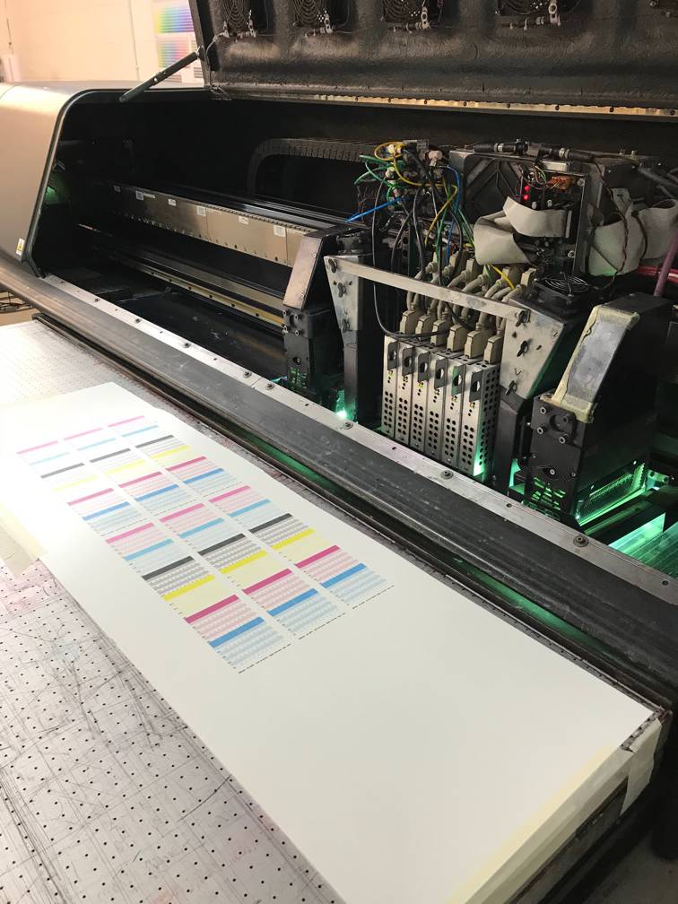 Inca Spyder 320 Flatbed Printer opened up to show internal bits