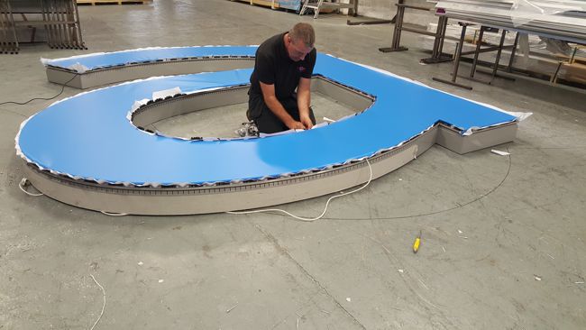An up-close look at a 5m letter "A" being manufactured for DNATA.