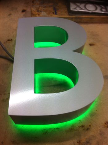 A single built up letter created by Impact 3D Signs