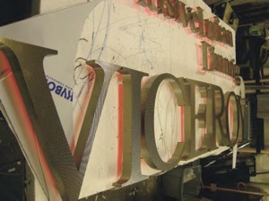 Lettering for The Viceroy in the workshop.