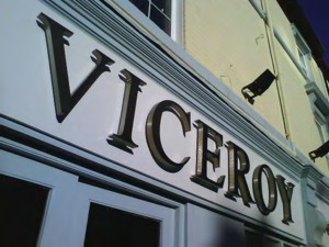The finished sign installed above the exclusive restaurant in Derby.