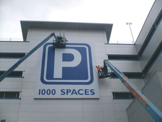 Large Flexface sign - at least 3 storey's high