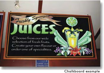 Blackboard with artwork supplied by Knomad Graphics.