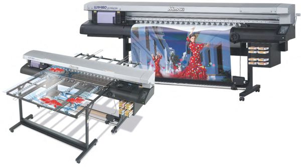 Mimaki UJV-160 flat bed and roll fed printers