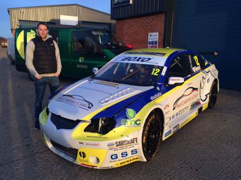 Driver Andy Wilmot with his wrapped car.