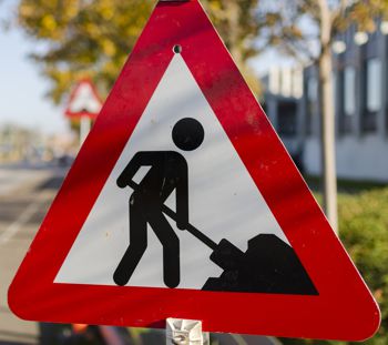 Antalis retroreflective films used on a roadworks road sign