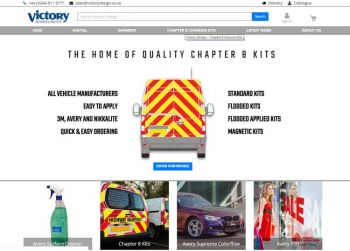 Victory design website with chevron kit option displayed on it