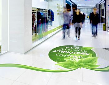 Drytac's PVC-free floor graphic in a shopping precinct.