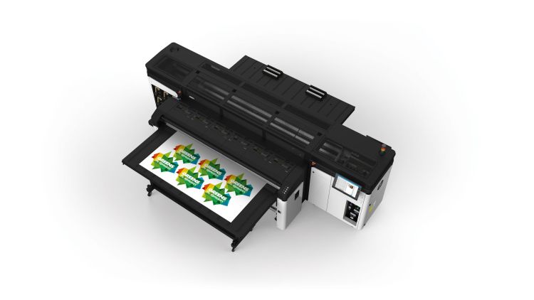 an hp printer with green image