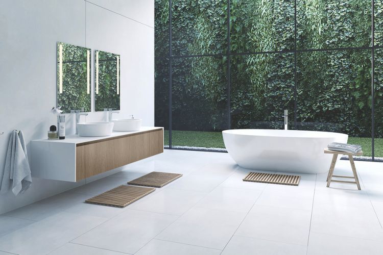 A bathroom decorated with Architectural film