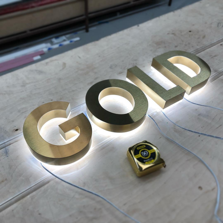 Gold halo illuminated letters