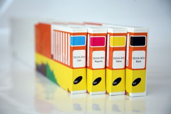 Boxes of AIT's ColorSolve-CSC210 eco-solvent ink