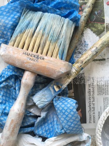 A used wooden paint brush