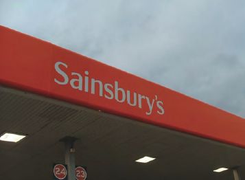Canopy fascia signage for Sainsbury's