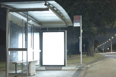 Quantumbrite LEDs being used in a bus shelter sign.