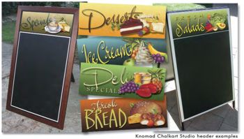 Various signage displays produced using Chalkart graphics.