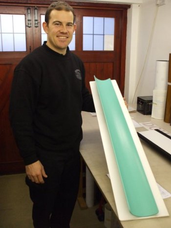 Justin from Justin Graphics with his Atech Handi Laminator.