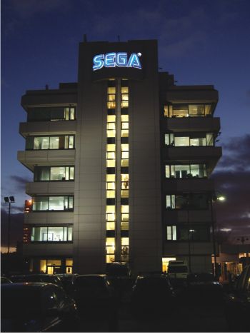 The finished Sega sign - lighting up the night sky