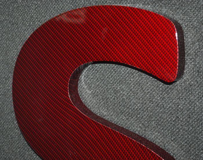 Carbon fibre effect built up letter created and vinyl wrapped by North East Signs.