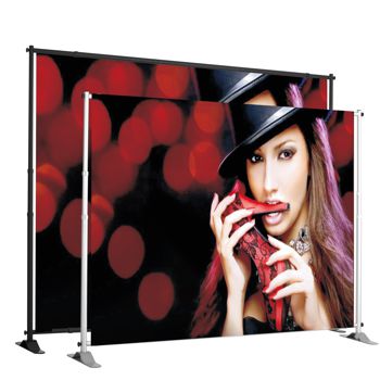 A Tider PVC banner showing image of woman wearing a hat
