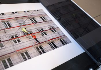 A printed photo of a building