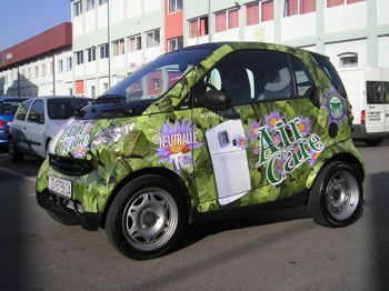 smart car wrapped in patterned film