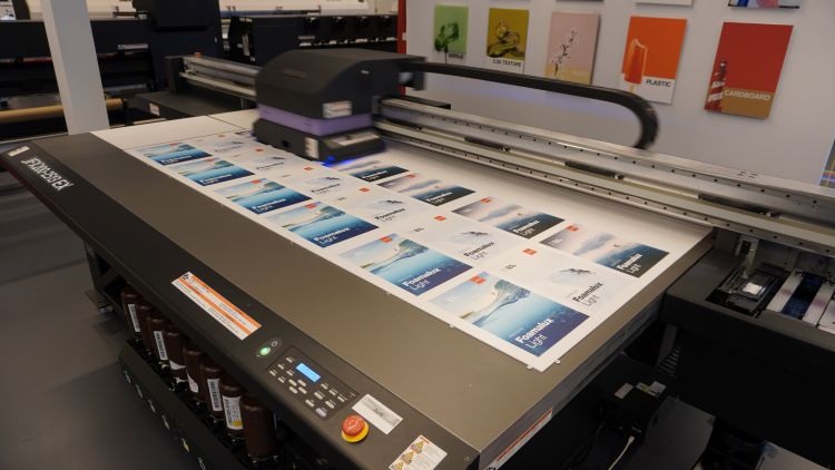 Mimaki UV Flatbed printer printing on Brett Martin's Foamalux sheet materials