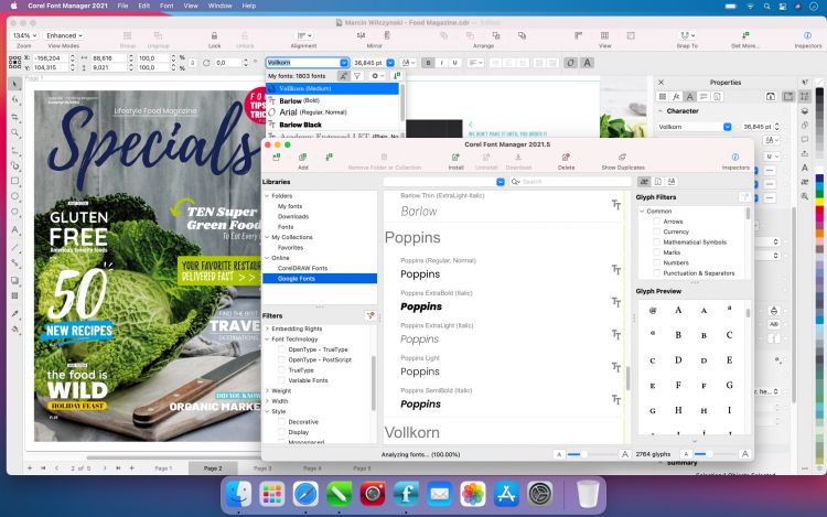 Screenshot of CorelDraw 2021 being used on a Mac