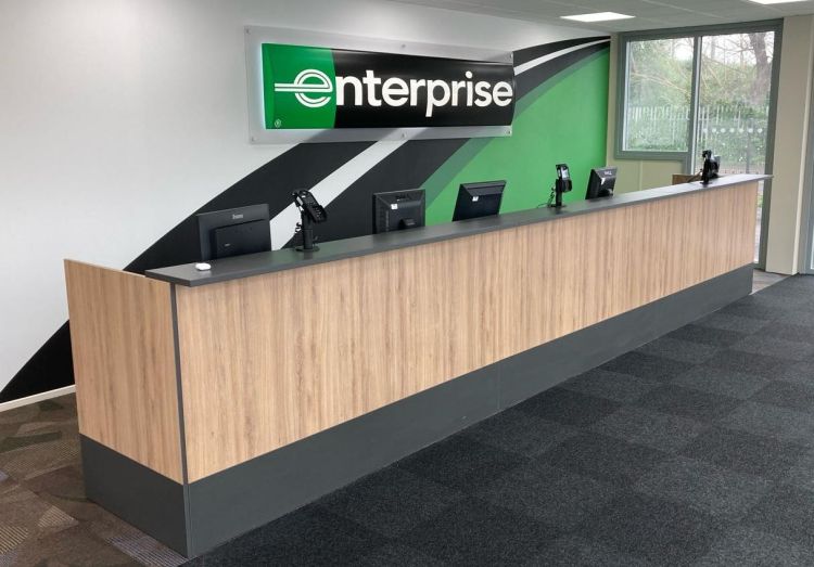 The reception to the Enterprise Rent-A-Car offices