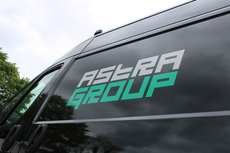 Van showing new logo for Astra Group