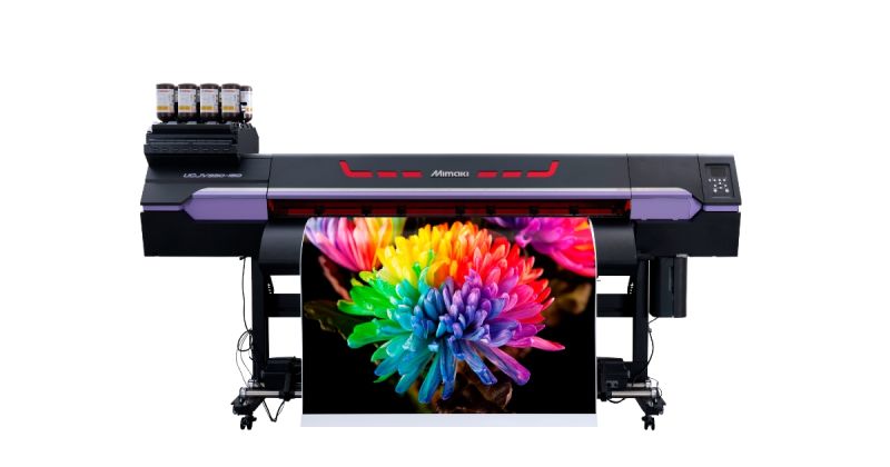 An image of a Mimaki vinyl printer set in a white background